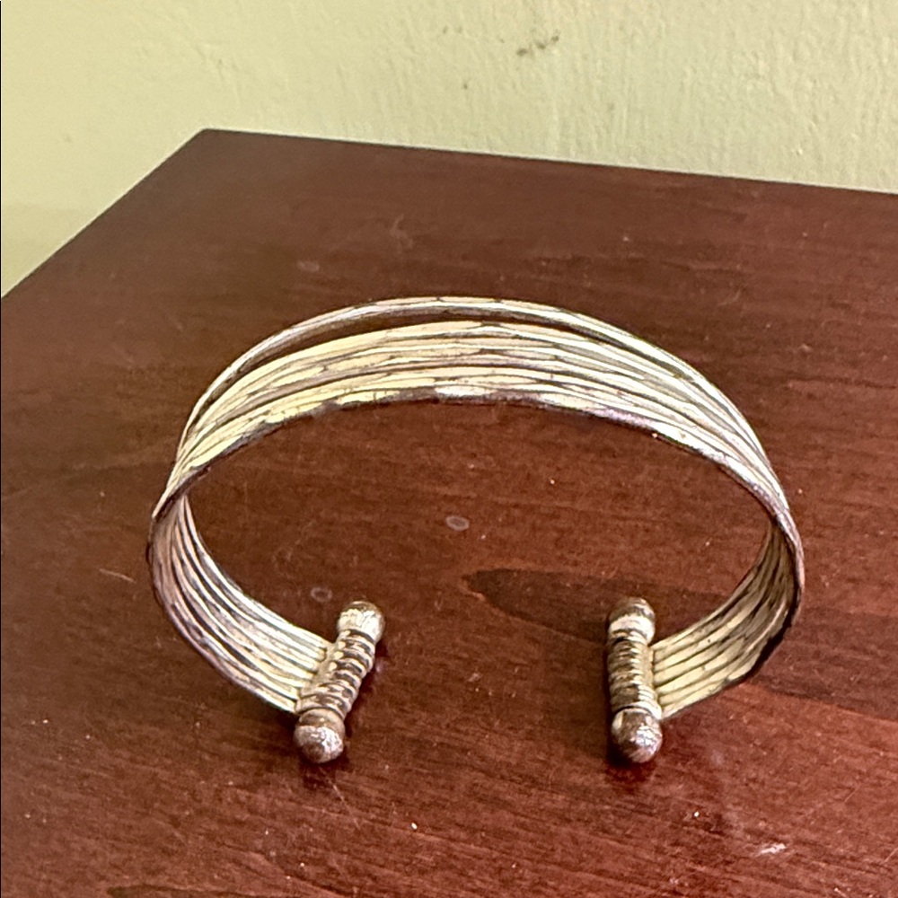 Elegant Multi-Row Silver-Tone Cuff Bracelet